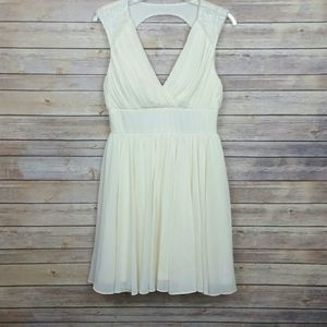 Lulu's Cream Pleated Dress Size Medium